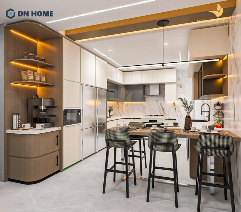 Tủ bếp kịch trần giúp tối ưu không gian hiệu quả