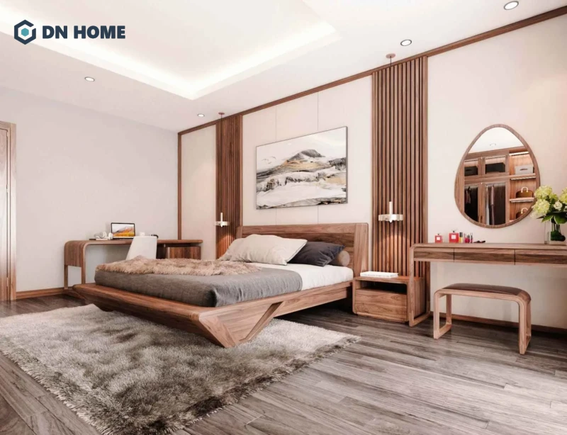 Thi công nội thất phòng ngủ bằng vật liệu gỗ cao cấp