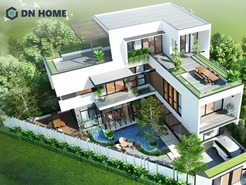 Thiết kế chữ L giúp mở rộng khoảng sân phía trước