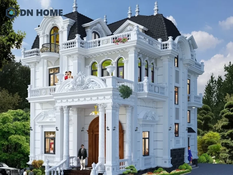 Biệt thự hình vuông thể hiện sự cân đối và vững chãi