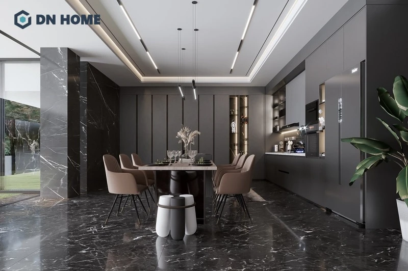 Thiết kế phòng bếp 20m2 biệt thự sân vườn sang trọng