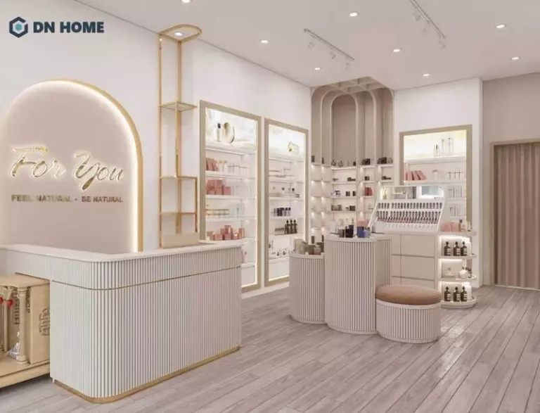 Shop mỹ phẩm sang trọng, gây ấn tượng với những đường cong trang trí