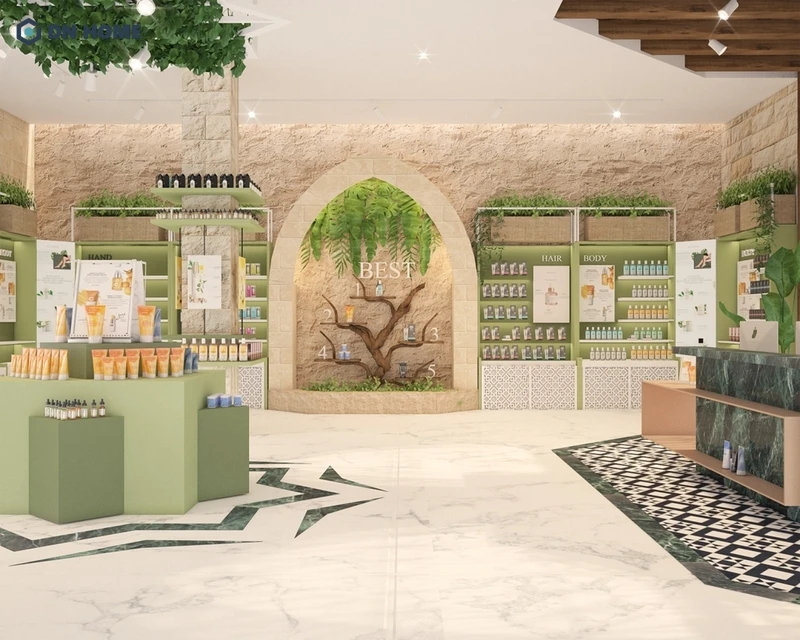 Thiết kế shop mỹ phẩm thân thiện với môi trường