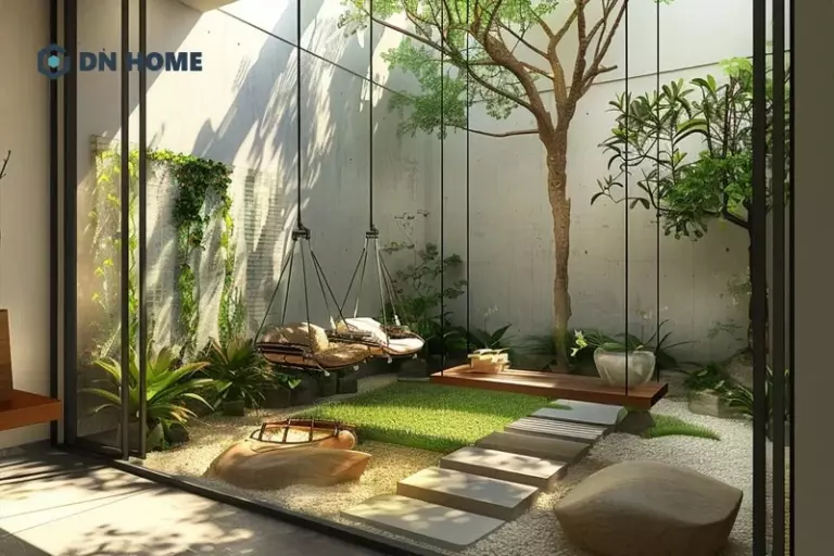 Tiểu cảnh sân vườn sau nhà tạo không gian thư giãn, thoải mái riêng tư cho gia đình
