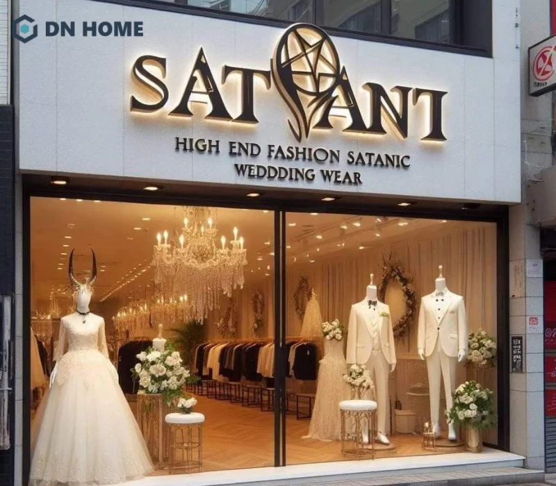 Ánh sáng và kiểu chữ cao cấp giúp cửa hàng dễ nhận diện cả ngày lẫn đêm