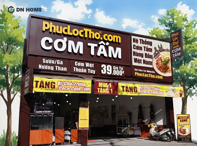 Mẫu bảng hiệu cơm tấm Phúc Lộc Thọ bắt mắt