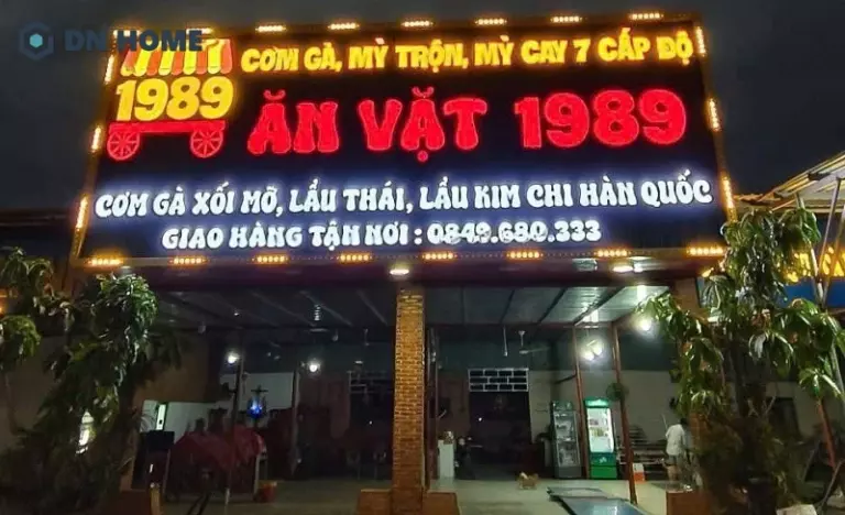 Mẫu bảng hiệu tiệm ăn vặt được làm từ đèn led