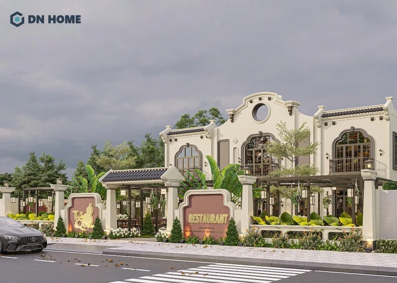 Thiết kế cổng nhà hàng nên đồng bộ với phong cách thiết kế và bộ nhận diện thương hiệu