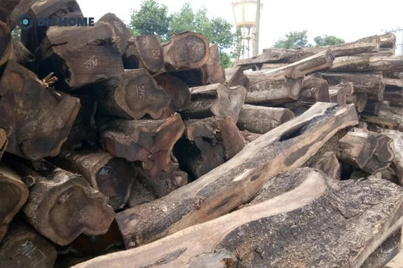 Gỗ cây chiu liu Lào có màu đen trầm đặc trưng và đường nét vân gỗ tương đối mờ