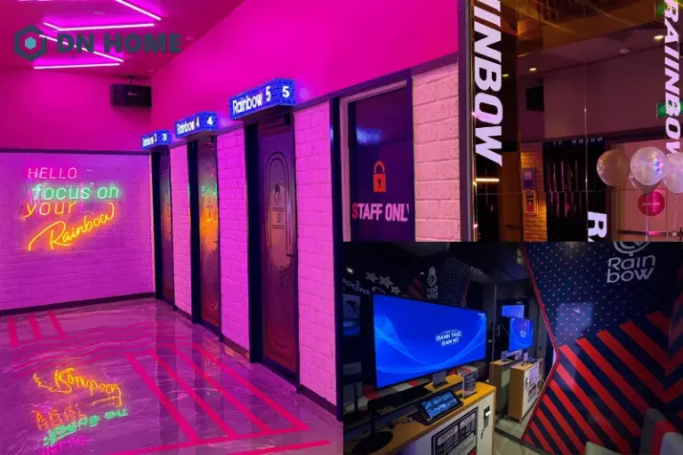 Rainbow Noraebang là chuỗi karaoke box nổi tiếng tại Hàn Quốc, ấn tượng với hệ thống đèn LED và neon đa màu sắc