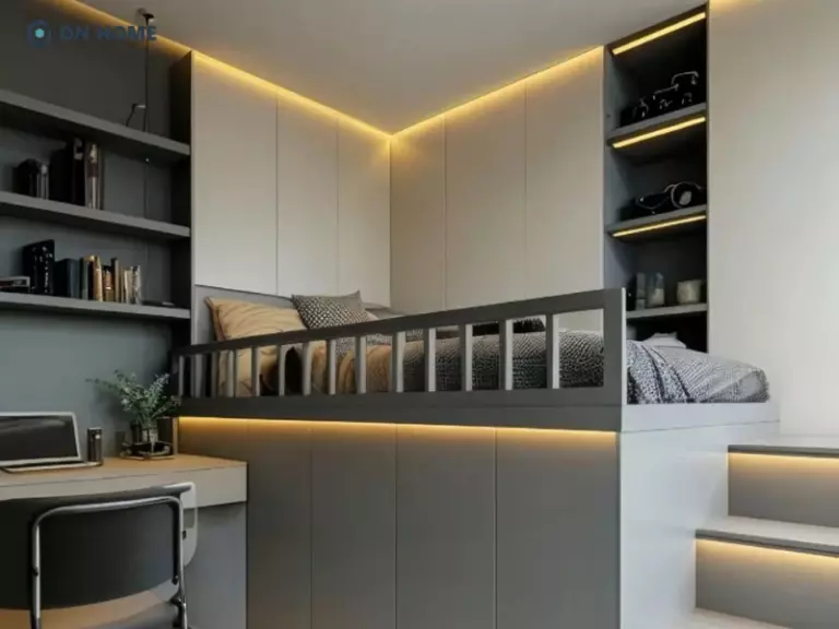 Khoảng cách giữa nệm tầng trên và trần nhà cần phù hợp tạo sự thoải mái cho người dùng