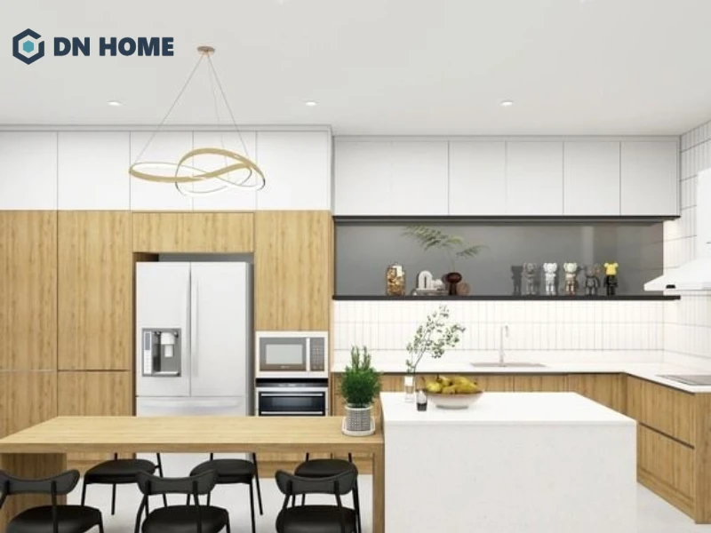 Mặt bàn bếp có kích thước tiêu chuẩn giúp việc sơ chế và nấu nướng trở nên thuận tiện hơn