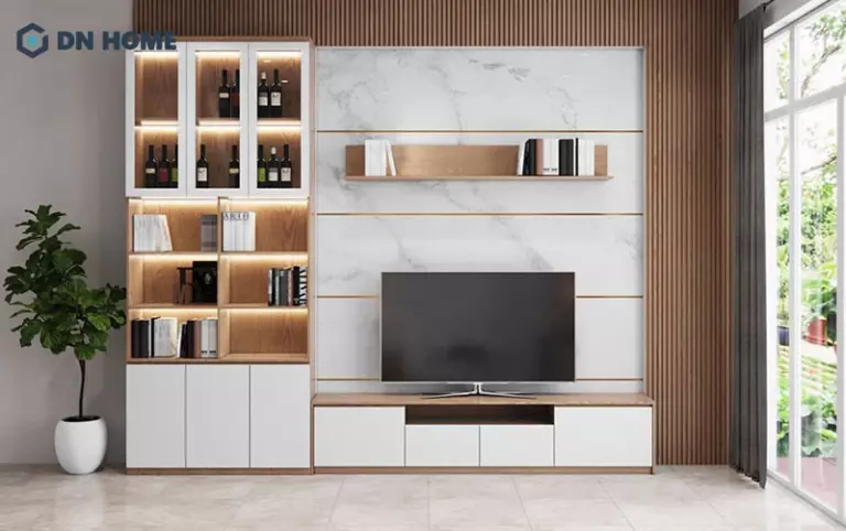 Trang trí nội thất phòng khách bằng gỗ MDF dễ tạo hình với nhiều kiểu dáng