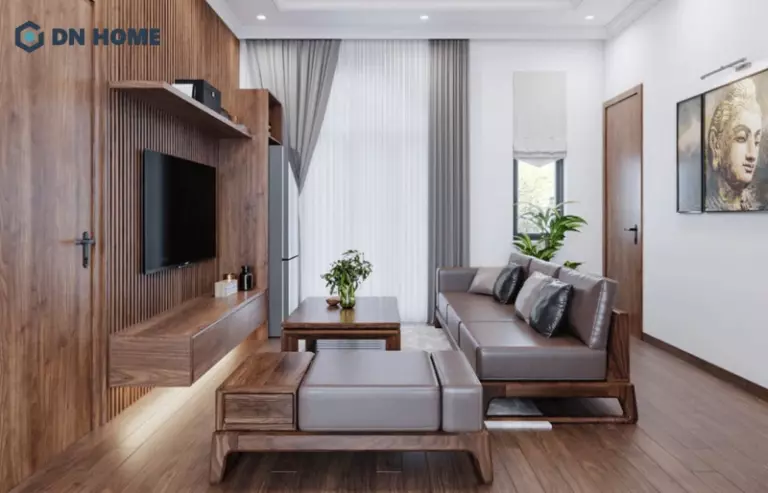 Trang trí nội thất phòng khách bằng gỗ HDF có tính thẩm mỹ cao