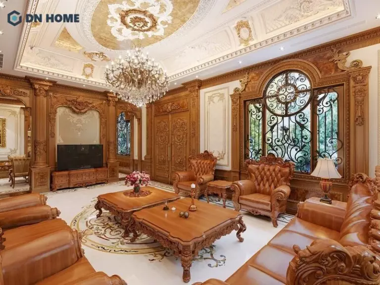 Trang trí phòng khách cổ điển sang trọng và ấm cúng