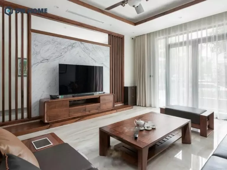 Kệ tivi bằng chất liệu gỗ cho phòng khách sang trọng