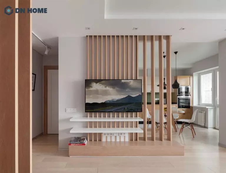 Vách làm bằng gỗ phòng khách