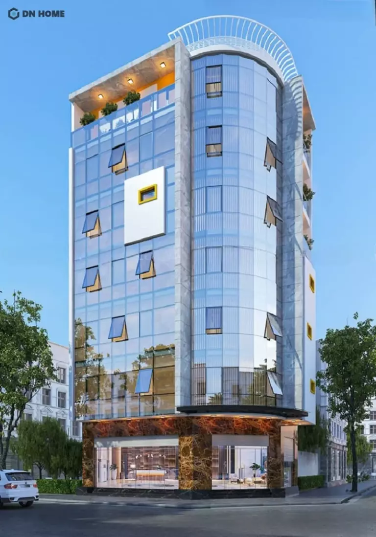 Thiết kế tòa nhà văn phòng 7 tầng đơn giản nhưng vẫn thể hiện được sự sang trọng và nét độc đáo, cá tính riêng