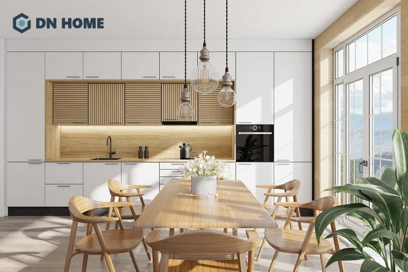 Phòng bếp Scandinavian thoáng đãng, gần gũi với thiên nhiên