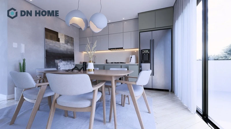 Gỗ tự nhiên sáng màu phối cùng sắc trắng tạo nên đặc trưng cho phòng bếp Scandinavian