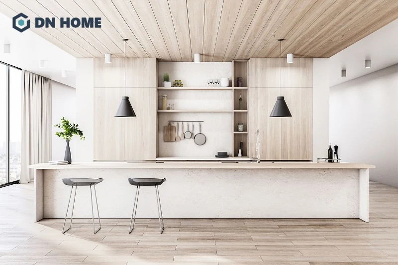 Tông trắng đặc trưng là yếu tố không thể thiếu trong thiết kế bếp phong cách Scandinavian