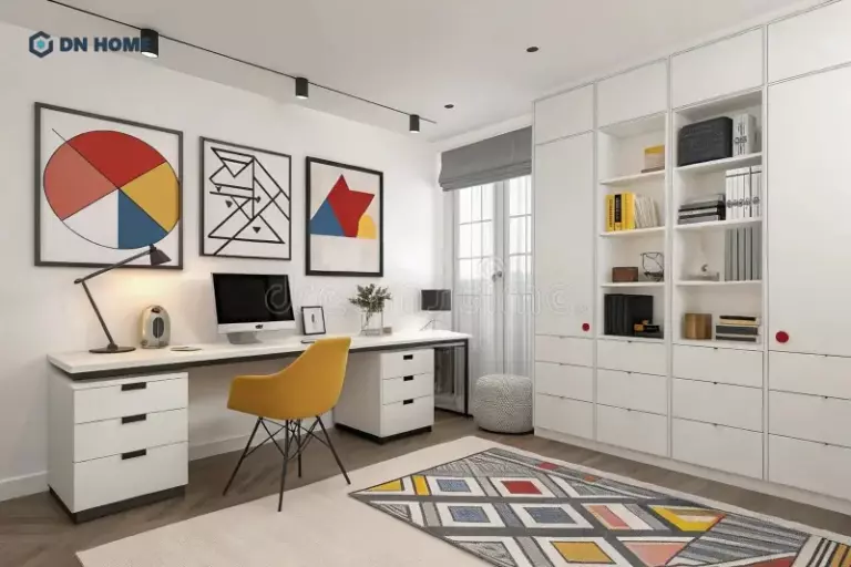 Mẫu thiết kế phòng làm việc theo phong cách Bauhaus kết hợp Minimalism