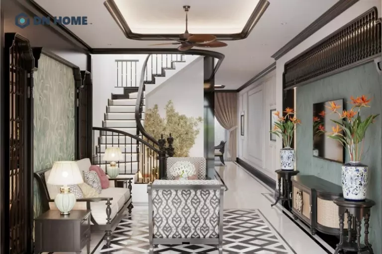 Nhà phố thiết kế phong cách nội thất Indochine gần gũi và ấm cúng