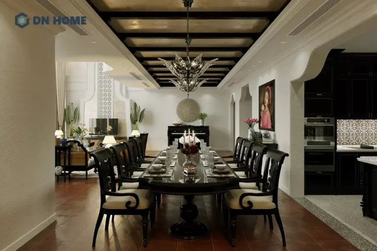 Chi tiết trang trí mang tính cổ điển trong phòng bếp Indochine