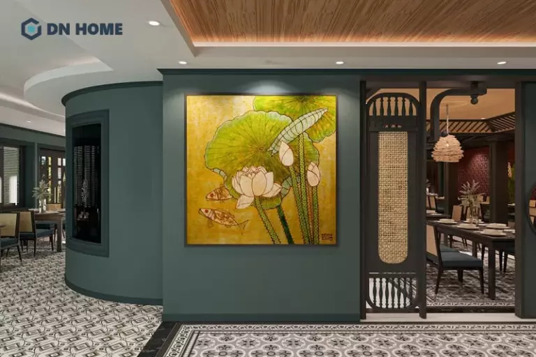 Hình ảnh hoa sen mang đậm màu sắc văn hóa Á Đông trong không gian nội thất Indochine