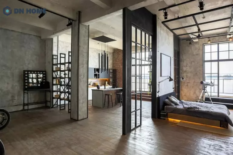 Căn hộ studio rộng rãi, thoáng đãng với phong cách thiết kế industrial