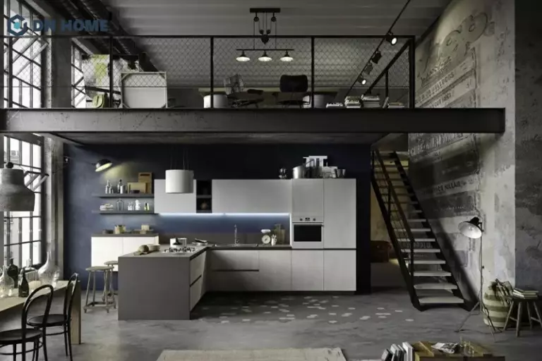 Cầu thang bằng thép là yếu tố không thể thiếu trong không gian industrial