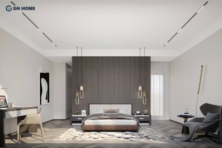 Phòng ngủ biệt thự phong cách tối giản tạo không gian thoáng đãng, thoải mái