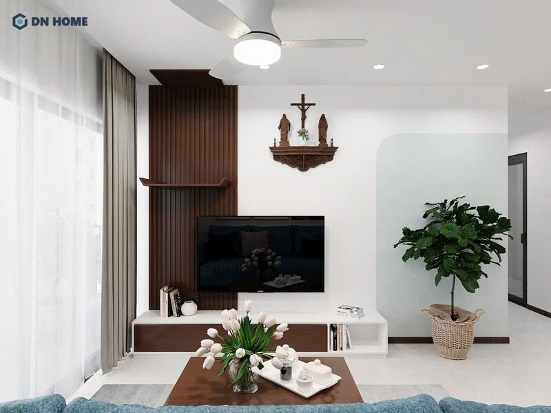 Bàn thờ thiết kế dạng treo tiết kiệm tối đa không gian cho gia chủ