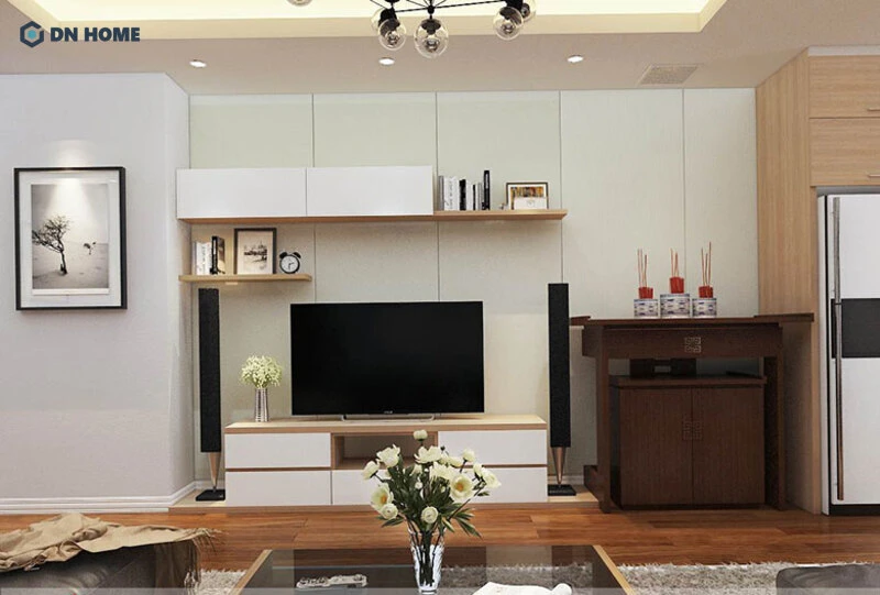 DN HOME là đơn vị thực hiện thiết kế phòng khách có bố trí bàn thờ uy tín