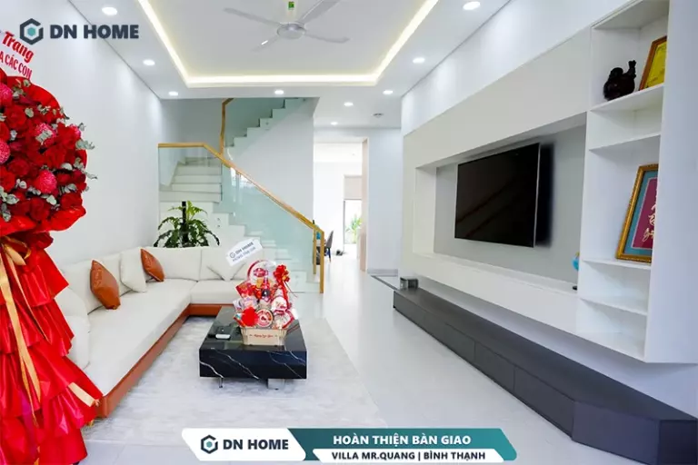 Dự án nội thất villa được thi công theo phong cách hiện đại, chú trọng vào công năng và bố cục tiện nghi