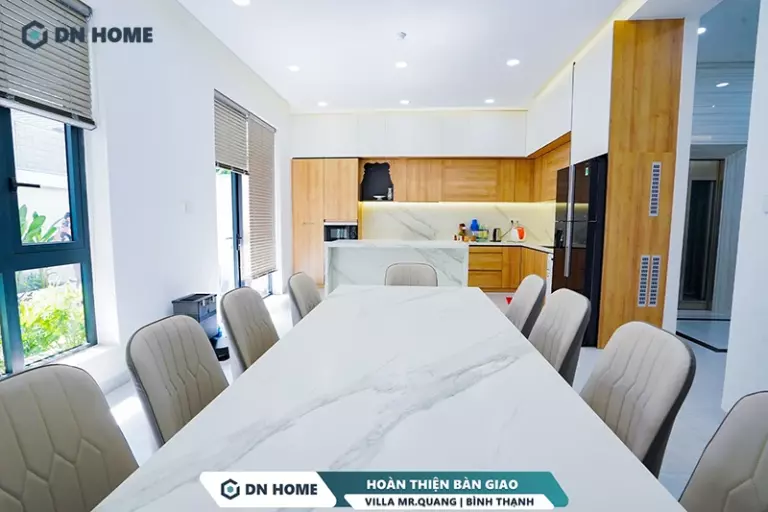 Chất liệu cao cấp được sử dụng chủ đạo trong thi công nội thất villa để thể hiện sự sang trọng, đẳng cấp