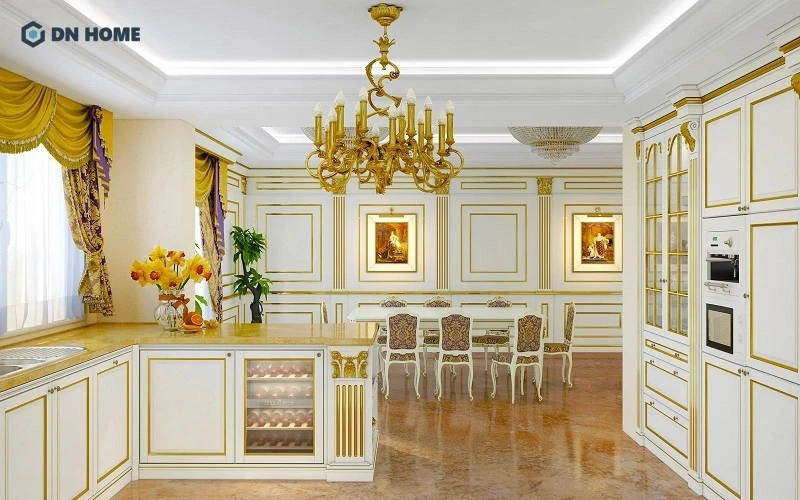 Căn bếp chung cư được thiết kế theo phong cách cổ điển sang trọng