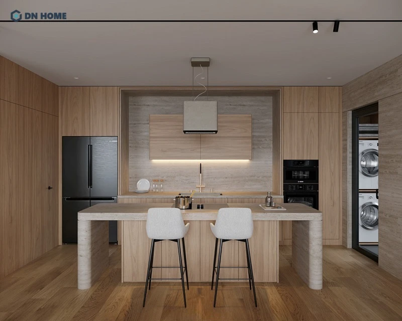 Căn bếp chung cư với vẻ đẹp mộc mạc của phong cách Wabi Sabi