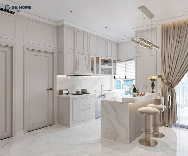 Thiết kế bếp chung cư Good Home với phong cách tân cổ điển sang trọng