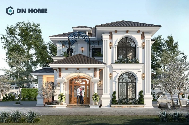 Mẫu biệt thự tân cổ điển mini 2 tầng thích hợp với quỹ đất không quá rộng