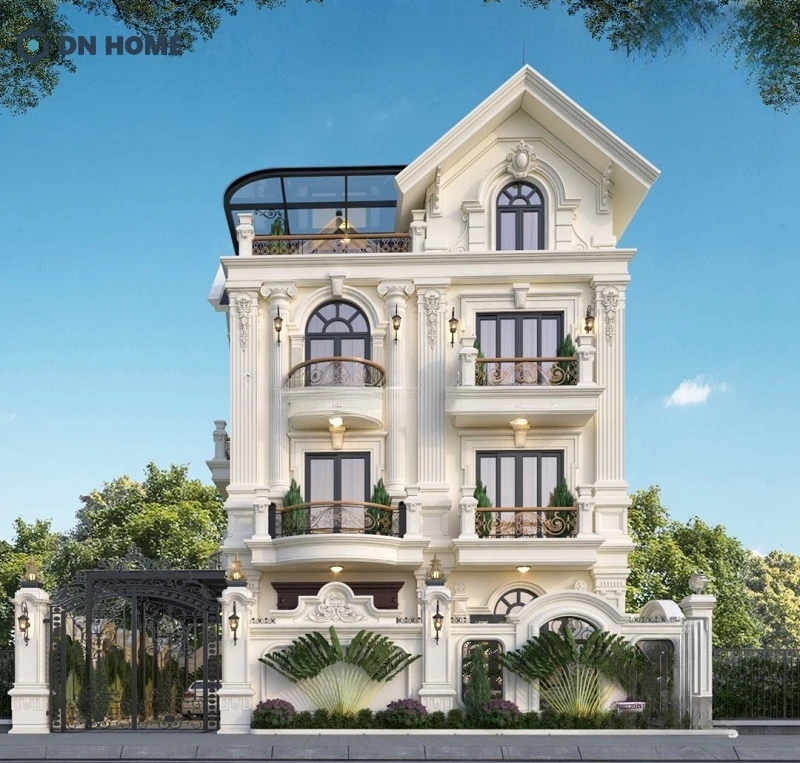 Mẫu biệt thự tân cổ điển 3 tầng mái Thái nhà vườn sang trọng