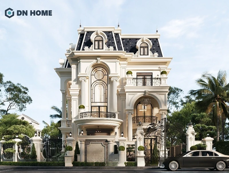 Mẫu thiết kế biệt thự tân cổ điển mái Mansard sang trọng