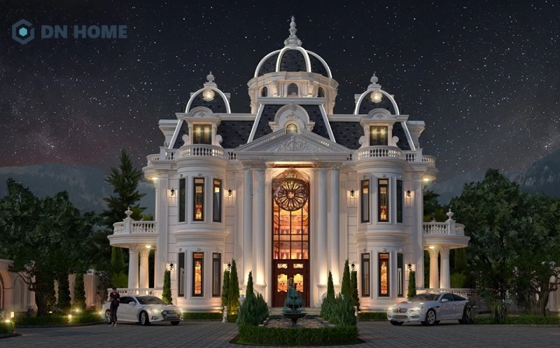 Mẫu thiết kế thiết kế biệt thự tân cổ điển với hệ mái chóp sang trọng