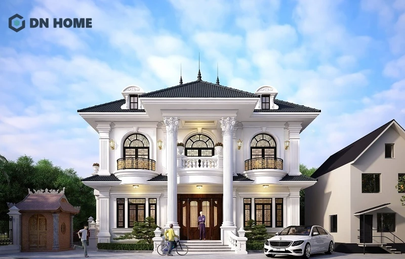 Thiết kế biệt thự tân cổ điển 2 tầng với hệ mái Nhật tinh tế, sang trọng