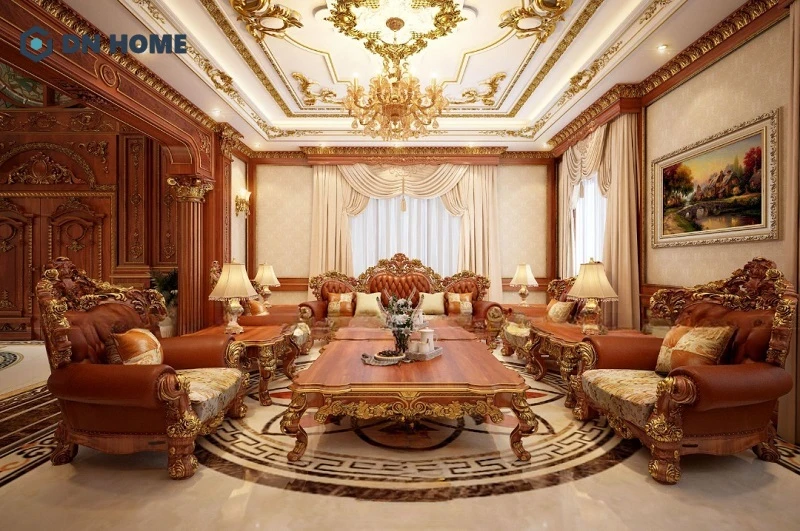 Thiết kế nội thất biệt thự cổ điển thường ưu tiên sử dụng các vật liệu cao cấp