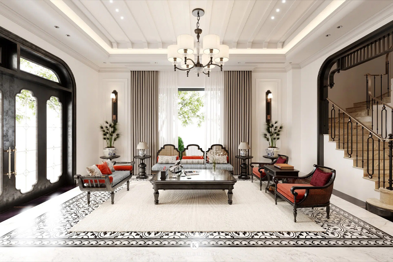 Gạch bông là một trong những đặc trưng văn hóa truyền thống Việt Nam được thể hiện trong phong cách Indochine
