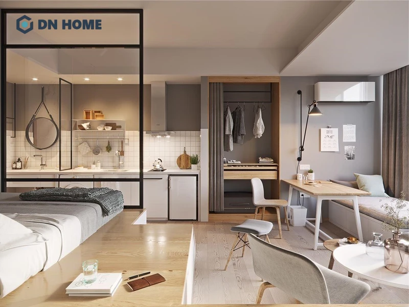 Mẫu căn studio theo phong cách hiện đại, đáp ứng công năng sử dụng