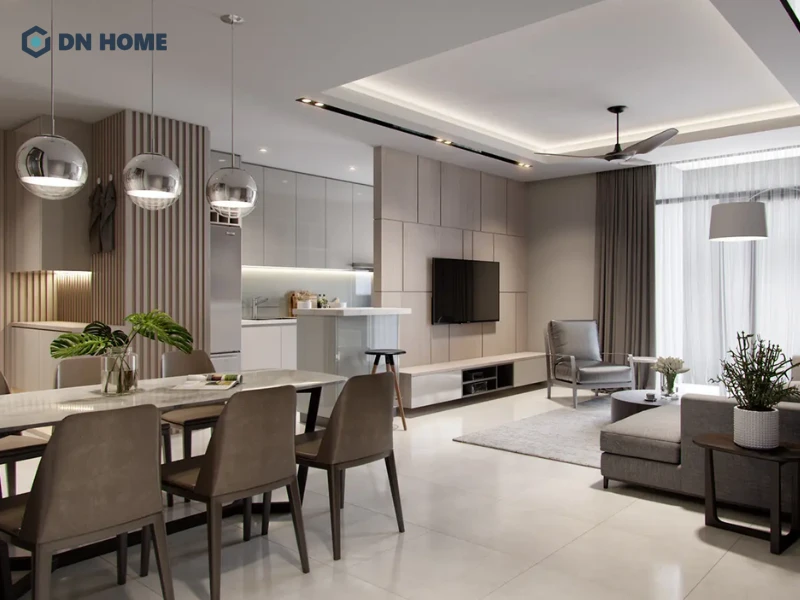 Sự kết hợp hài hòa giữa màu sắc và ánh sáng mang đến vẻ đẹp trẻ trung cho toàn bộ không gian