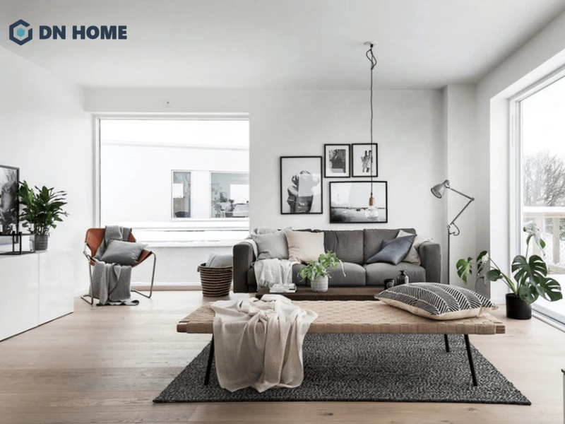 Thiết kế mở giúp phòng khách và khu vực bếp liền mạch, tối ưu ánh sáng tự nhiên cho toàn bộ không gian