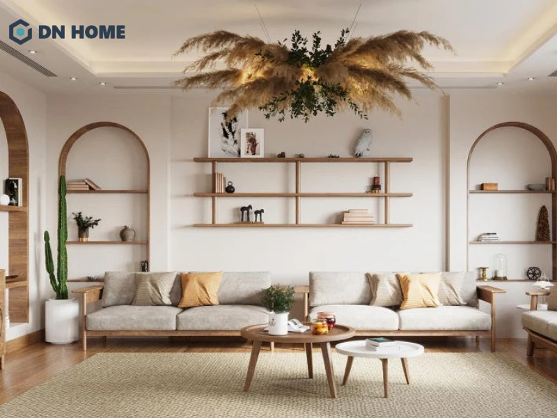 Cây xanh và tiểu cảnh nhỏ được bố trí hợp lý giúp căn hộ thêm phần tươi mát và gần gũi thiên nhiên